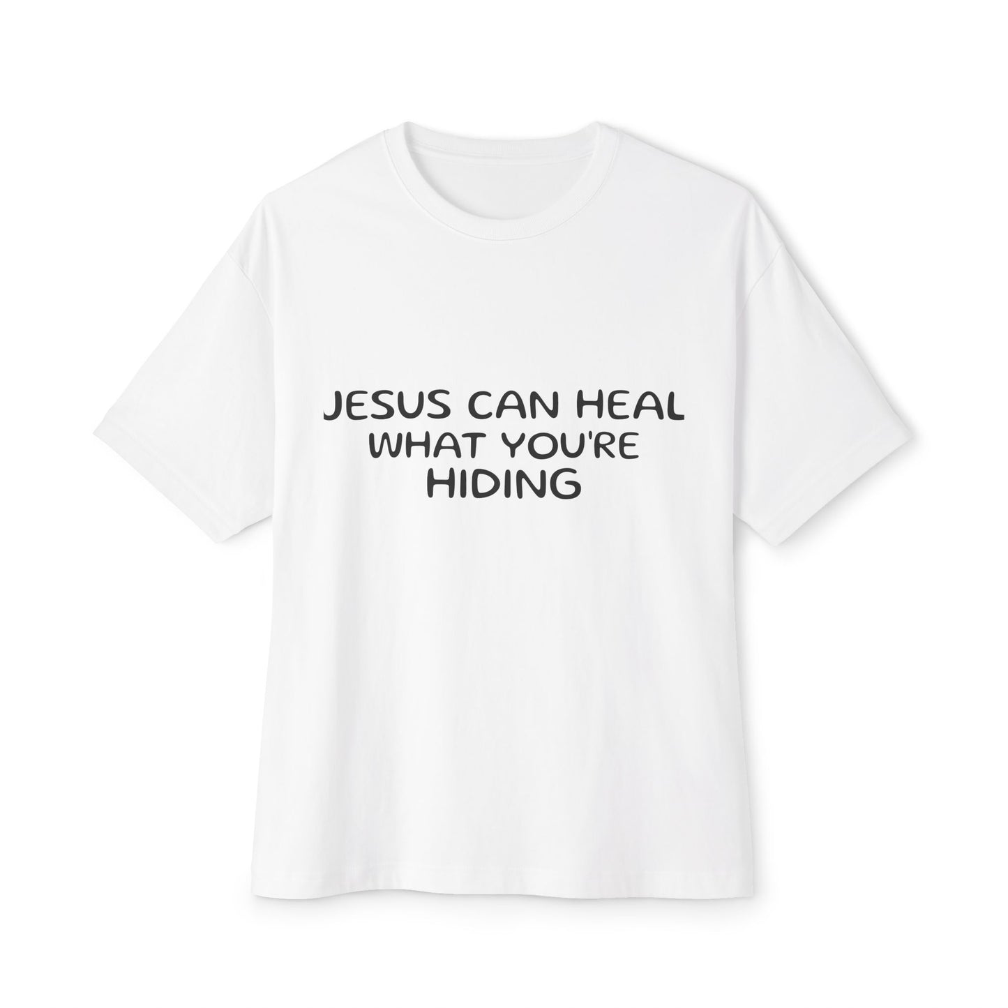 "Jesus Can Heal What You're Hiding." Boxy Tee.